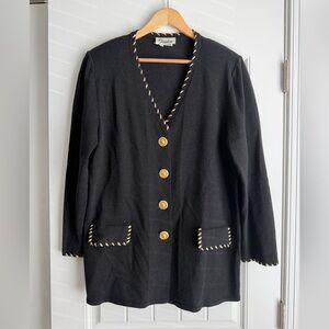 Vintage Toula Black Cardigan with Gold Accents